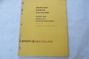 Sperry New Holland 368,371, Manure Spreader Dealer's Parts Book Service manual