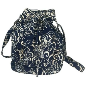 Vera Bradley Emma Bag Twirly Bird Navy Blue Bucket Drawstring Crossbody Tote Bag - Picture 1 of 14