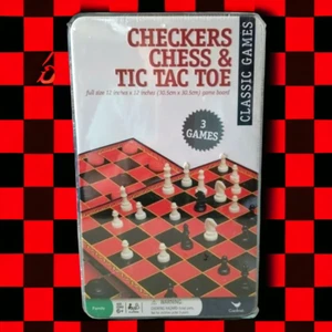 Checkers Chess Tic Tac Toe Classic Games by Cardinal in Tin New Sealed - Picture 1 of 3