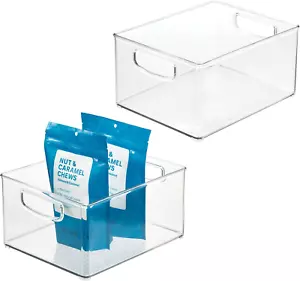 Plastic Stackable Pantry Bin - Organizer Bin with Handles for Cabinets or Fridge - Picture 1 of 12