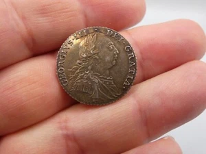 Antique 1787 George III Silver Shilling Coin - Nice Detail - #1 - Picture 1 of 4