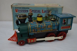 SKK JAPAN SMOKING WESTERN SPECIAL LOCOMOTIVA giocattolo di latta Batt. Op. Nuovo con scatola - Foto 1 di 9