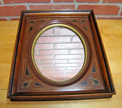 Antique Wooden Decorative Arts Thick Detailed Mirror Picture Frame Gold Detail Cover