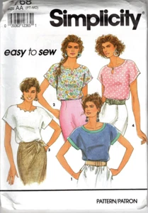 Simplicity Easy Sewing Pattern 7768 Size 6-16 Misses'TOPS 4 Necklines FF Uncut - Picture 1 of 2