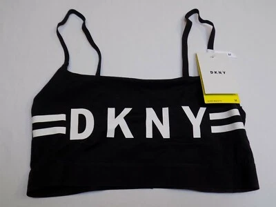 Sujetador DKNY Donna Karan New York Negro Blanco Mujer Scoop Bralette Pullover Mediano Foto 1 de 4