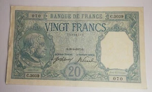 Rare Billet 20 Francs 1917  Chevalier Bayard Type 1916 Sans peur Sans reproche  - Picture 1 of 6