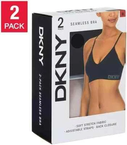 DKNY Women Seamless Bra Wire Free Pull On 2-pack, Black & Sand, X-Large /B3 - Picture 1 of 7
