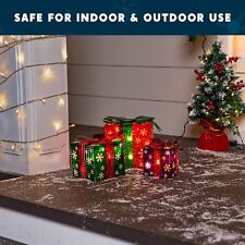 Christmas Lighted Gift Boxes  Present Decoration Indoor Outdoor Set of 3