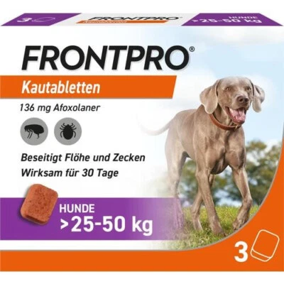 BOEHRINGER INGELHEIM VETMEDICA GMBH FRONTPRO 136 mg Kautabletten für Hunde 25-50 kg L, 3 Kautabletten, PZN 18654305