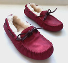 Ugg 3355 Moccasin Womens Us 6 37 Red Suede Metallic Lined Slip On Slippers
