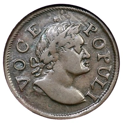 1760 N-9 R-3 NGC VF 35 No P Voce Populi Half Penny Colonial Copper Coin 1/2p - Image 1 of 3