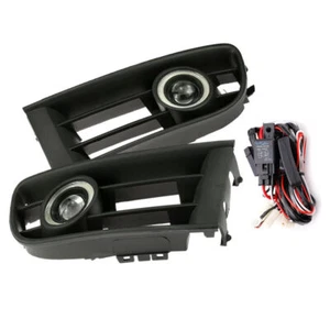 Set Fog Light Grille LED Angel Eyes Lamp with Wire fit for VW POLO 01-04 Black - Picture 1 of 5