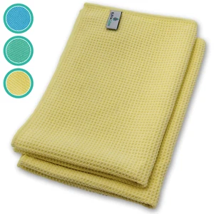 Mikrofaser Trockentuch, Premium Waffeltuch (2 St., 60x40 cm, Gelb) streifenfrei - Bild 1 von 5