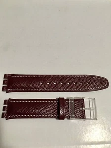 Swatch Genuine Burgundy Men's 17mm Leather Band Brand New #4. - Picture 1 of 2