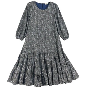 Aura Flare Tiered Dress Floral Boho Long Balloon Sleeve Sz M Cottage - Picture 1 of 15