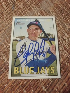 Ezequiel Carrera Autographed 2016  Heritage Signed Baseball Card #530 Blue Jays