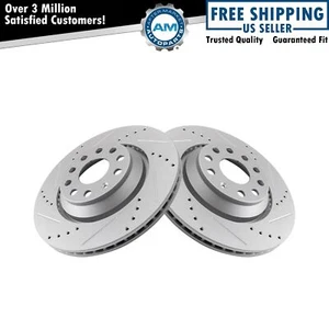 Rear Performance Drilled Slotted G-Coated Brake Rotor Pair for Audi VWA - Picture 1 of 5