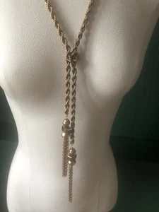 Chico's Cadena Tono Dorado Moda Mujer Collar Largo Declaración Pc 25" Largo N5 - Imagen 1 de 6