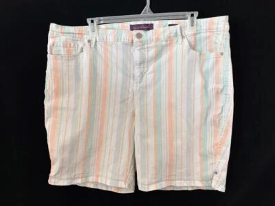 Gloria Vanderbilt Pantalones Cortos Talla 24W Vaqueros 9.5" Entrepierna Bermuda Pastel Rayas Foto 1 de 4