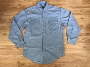 BASIC EDITIONS Vintage Blue Jean Denim Button-up Long Sleeve Shirt, Mens SMALL - Picture 1 of 7