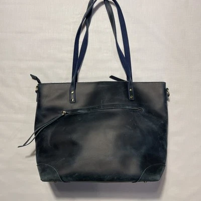 S-ZONE Genuine  Distressed Green Leather Tote/Cross Carrier Laptop Bag Large New - Image 1 of 4