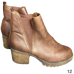 Mia Jody braune Leder-Bootie Blockabsatz Chelsea-Stiefel Damengröße 6 " - Bild 1 von 11
