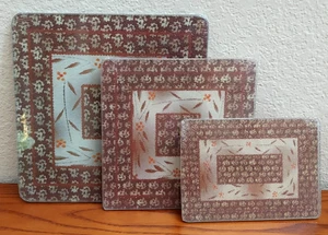 Temp-Tation Old World Brown Tempered Glass Trivets Set of 3-Sizes - Picture 1 of 5