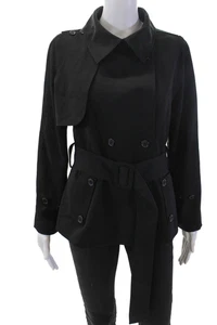 Yansi Fugel Womens Buttoned Detail Collared Pocketed Jacket Black Size 8 - Picture 1 of 7