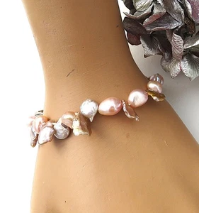Perlen Unikat Armband Keshi Perlen natur kernlose Süßwasser Perlen 5663 - Bild 1 von 5