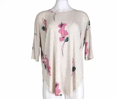 Camisa Top Túnica Anthropologie Floreat Talla Grande Hombro Caído Grande Floral Rosa XS Foto 1 de 4