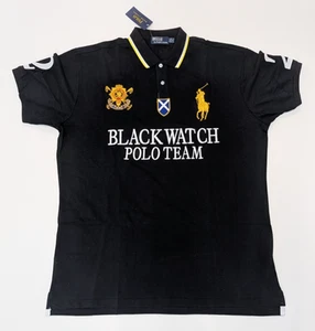 Ralph Lauren Blackwatch Polo Team Shirt Black #2 Rugby Big Pony Gold New Tag 6XL - Picture 1 of 8