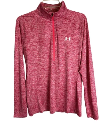 Under Armour Heatgear 女式宽松 LS 高尔夫 Polo 衫 L 码粉色 — 第 1/4 张图片