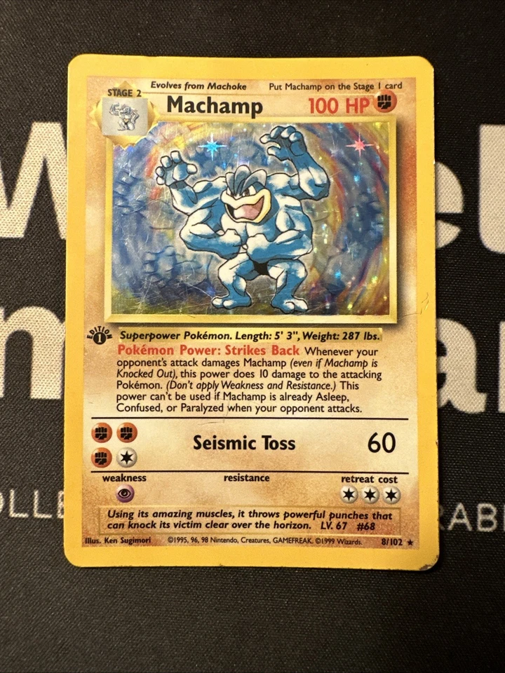 Pokemon - Machamp - 8/102 - Base Set - 1st Edition - Holo Rare - Heavy Play - Image 1 of 2
