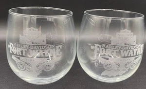 Juego de 2 vasos de whisky Harley Davidson-Fort Wayne, Indiana vidrio grabado 4" - Imagen 1 de 7