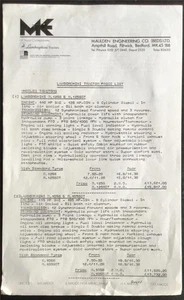 LAMBORGHINI TRACTOR RANGE Price List 1979 - Picture 1 of 2