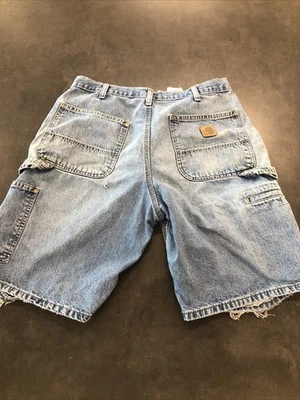 Carhartt Shorts Mens 33(32)Blue B18 DST Denim Carpenter Work Cotton Tool Pocket - Image 1 of 4