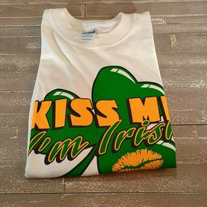 Kiss Me I'm Irish, Adult Long Sleeve Tee, White, Small. Irish Heritage. St Paddy - Picture 1 of 6