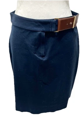 Falda lápiz recta Brooks Brothers para mujer 4 azul marino algodón Preppy Academia Foto 1 de 4