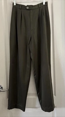 EUC VTG Hillard & Hanson Pleated Dress Pants Olive Green Size 6 Made In USA - Image 1 of 4