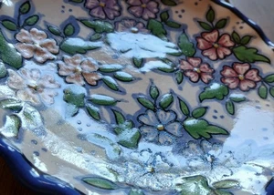 Casa Rugerio Talavera Mexico Salad Plate Aprox. 7 1/8" Flowers Rippled Edge - Picture 1 of 5
