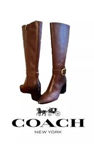 Coach Evelyn Walnut Leather Knee High Boots Size 10B EUR 40.5 - Picture 1 of 17