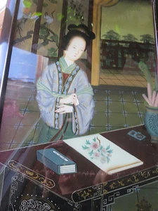 Retrato antiguo chino reverso pintura sobre vidrio - dibujo de mujer - Imagen 1 de 11