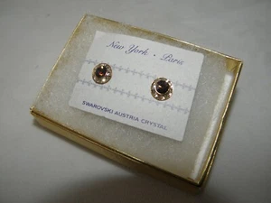 BRAUNER TOPAS ÖSTERREICHISCHE KRISTALL OHRRINGE OHRSTECKER MIT PFOSTEN GOLDFARBEN NEU - Bild 1 von 7