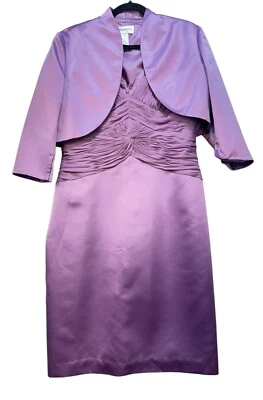 Conjunto de vestido y bolero Chadwicks para mujer talla 12 lavanda púrpura satinado Foto 1 de 4