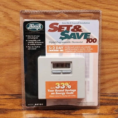 NEW Hunter 1996 Set And Save 100 Digital 7 Day Programmable Thermostat 44100 NOS - Image 1 of 4