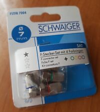 4x F-Stecker für SAT Kabel|7mm DM|4 Farbringen|Schwaiger⚡BLITZVERSAND⚡