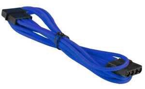 Câble d'extension d'alimentation PC LP4 18 pouces 4 broches - mâle à femelle - tressé - bleu