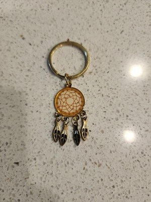 Chaveiro apanhador de sonhos vintage apanhador de sonhos pendurado chaveiro penas do sudoeste - Imagem 1 de 3
