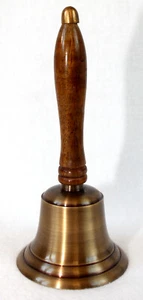 Schulglocke Messing brüniert Holzgriff Höhe 22cm Handglocke - Bild 1 von 3