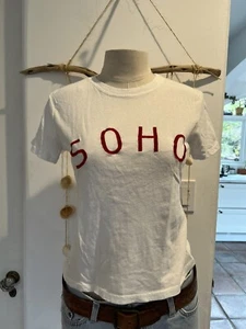 Brandy Melville White SOHO T Shirt w/Red Embroidered Lettering, One Size - Picture 1 of 6